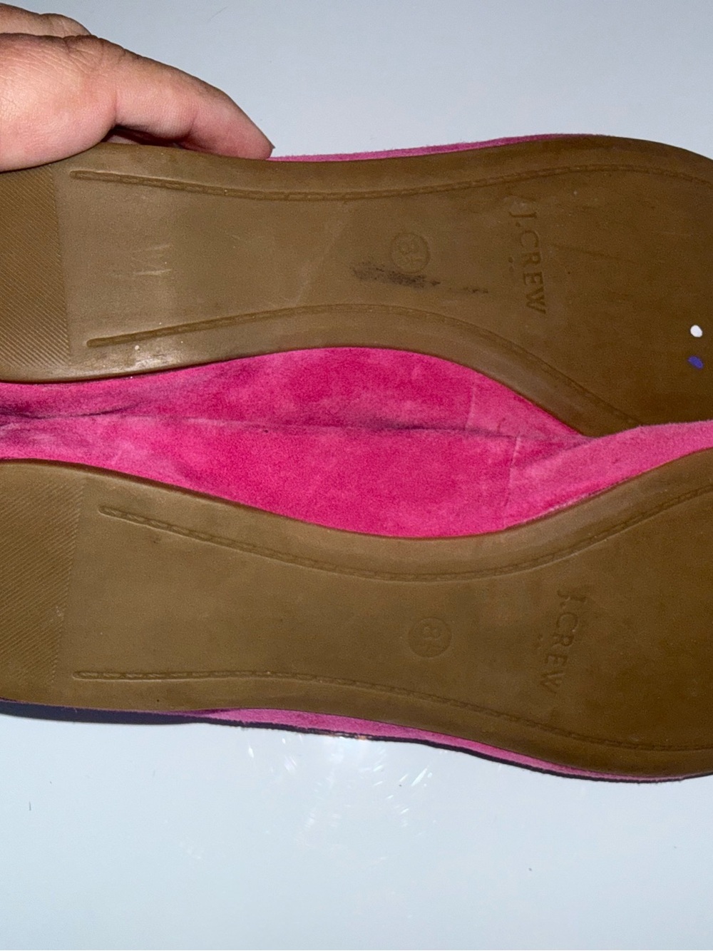 J.CREW preppy pink suede women’s work wear ruched ballet flats 8.5 - Picture 4 of 6